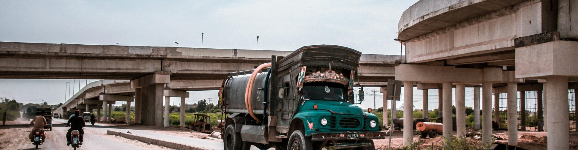 Paksitan's traditional truck moving on the road