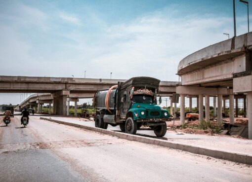 Paksitan's traditional truck moving on the road