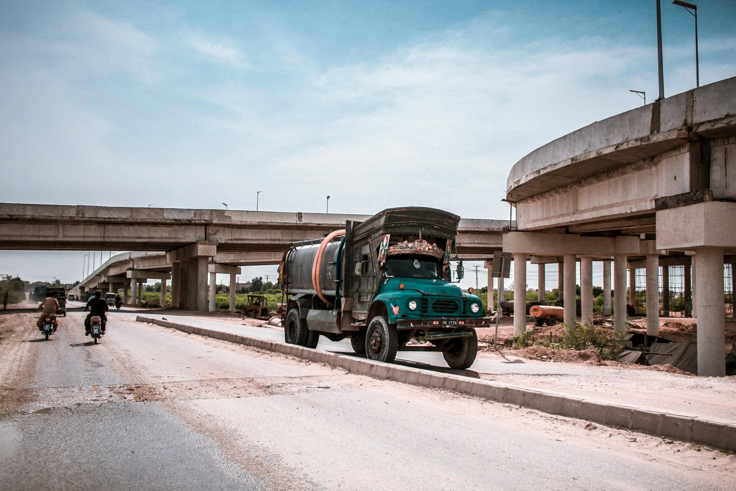 Paksitan's traditional truck moving on the road