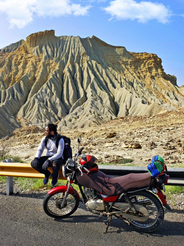 Person traveling on bike in Pakistan